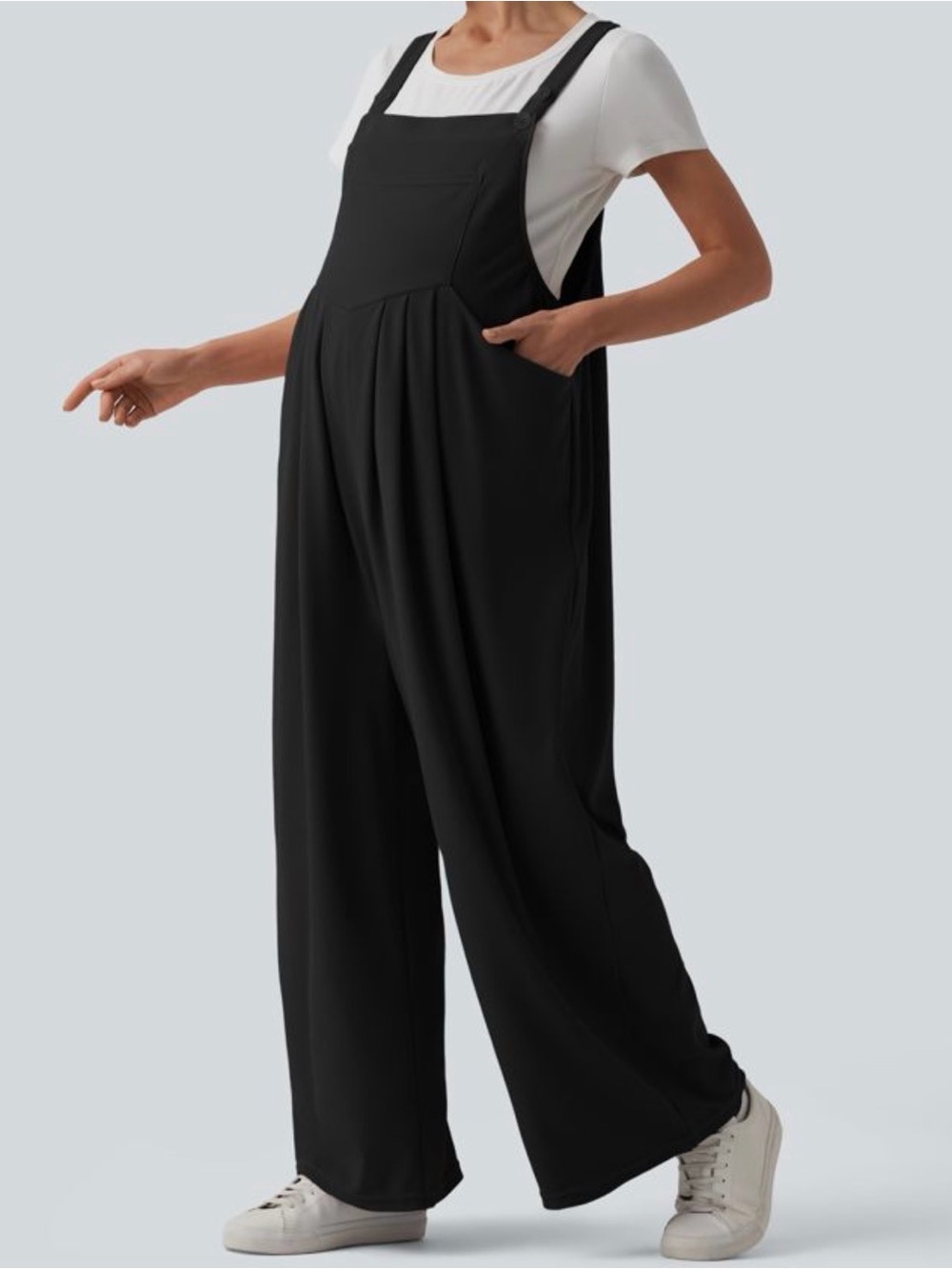 HALARA Black Wide-Leg Jumpsuit Overalls